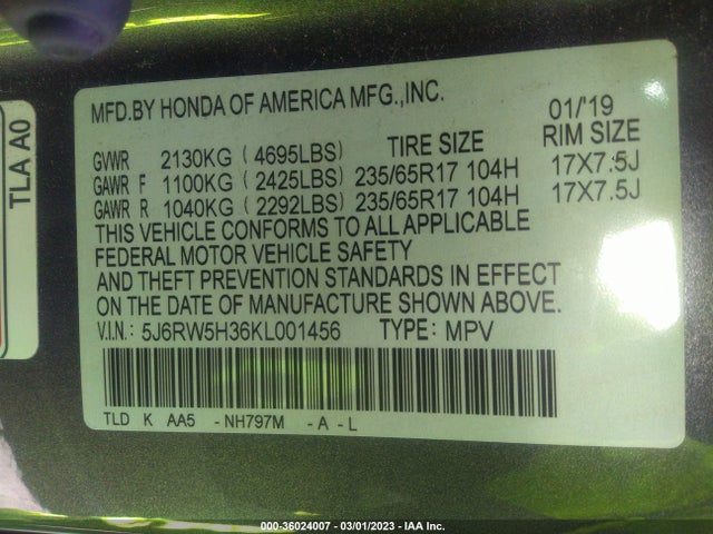 Honda CR-V LX 2019 5J6RW5H36KL001456 Image 11