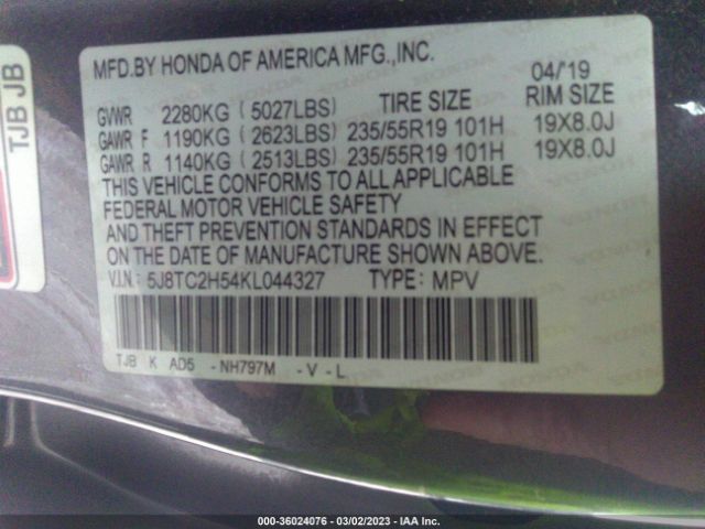 5J8TC2H54KL044327 Acura Rdx W/technology Pkg
