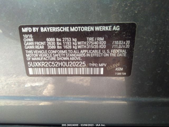 5UXKR2C52H0U20225 BMW X5 Sdrive35i