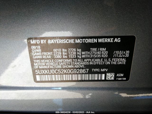 5UXKU0C52K0G92867 BMW X6 Sdrive35i