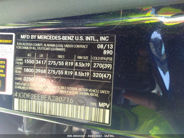 2014 MERCEDES-BENZ GL-CLASS GL 350 BLUETEC VIN: 4JGDF2EE8EA280716