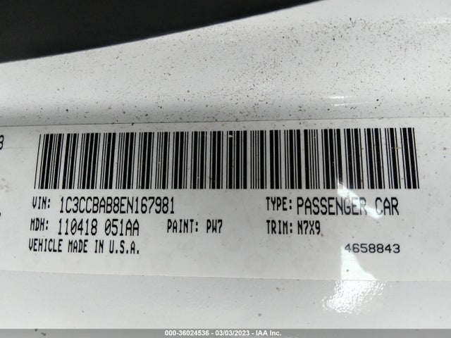 1C3CCBAB8EN167981 Chrysler 200 LX