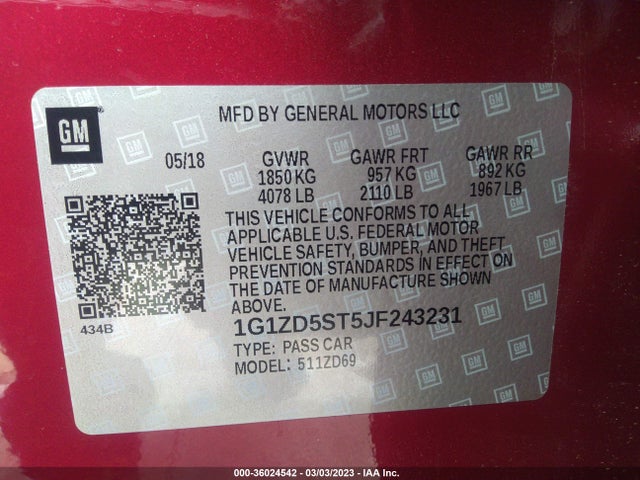 Chevrolet MALIBU LT 2018 1G1ZD5ST5JF243231 Image 11