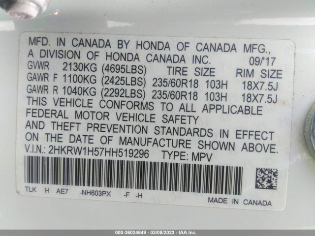 Honda CR-V EX 2017 2HKRW1H57HH519296 Image 11