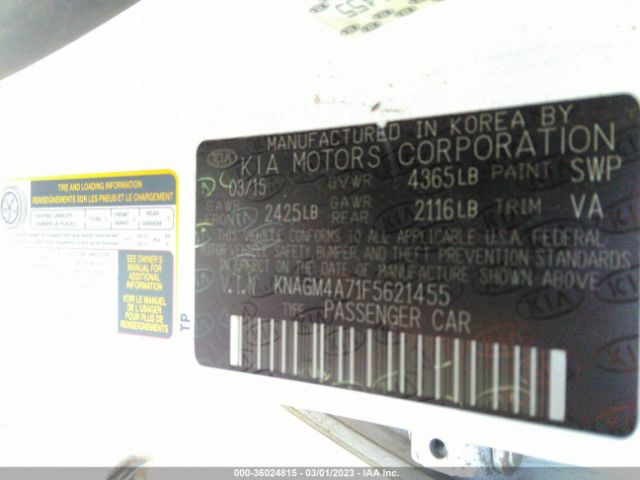 KNAGM4A71F5621455 KIA Optima Lx