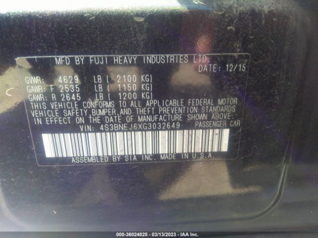 4S3BNEJ6XG3032649 Subaru Legacy 3.6r Limited