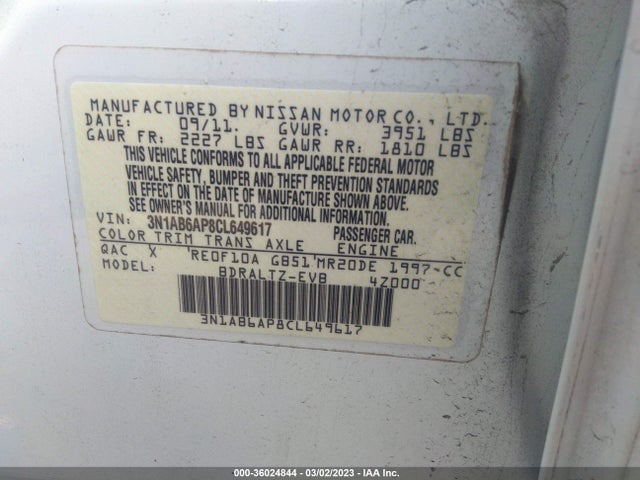 2012 NISSAN SENTRA 2.0 SR VIN: 3N1AB6AP8CL649617