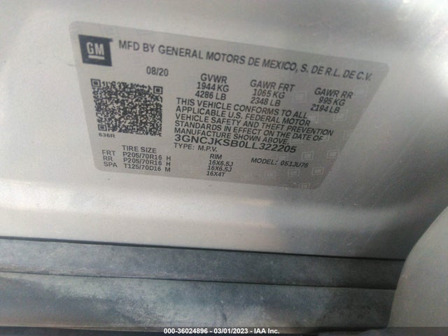 Chevrolet TRAX LS 2020 3GNCJKSB0LL322205 Image 10