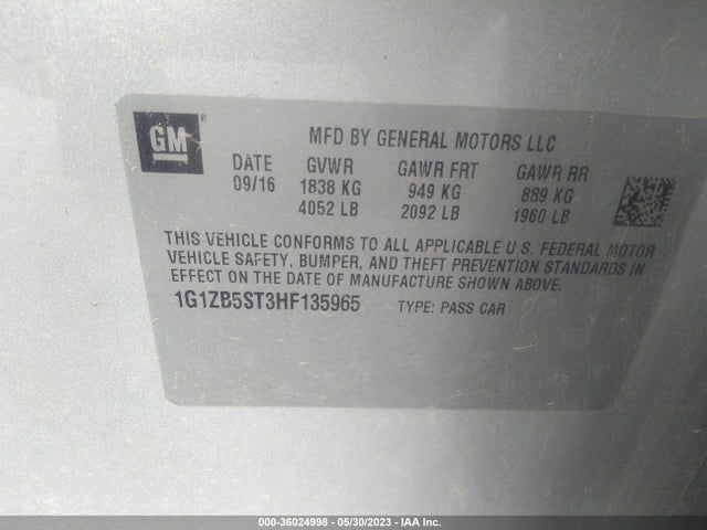 Chevrolet MALIBU LS 2017 1G1ZB5ST3HF135965 Image 9