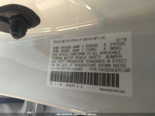 19UUB2F66LA003407 Acura Tlx W/a-spec Pkg