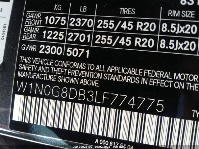 W1N0G8DB3LF774775 Mercedes-Benz Glc Glc 300