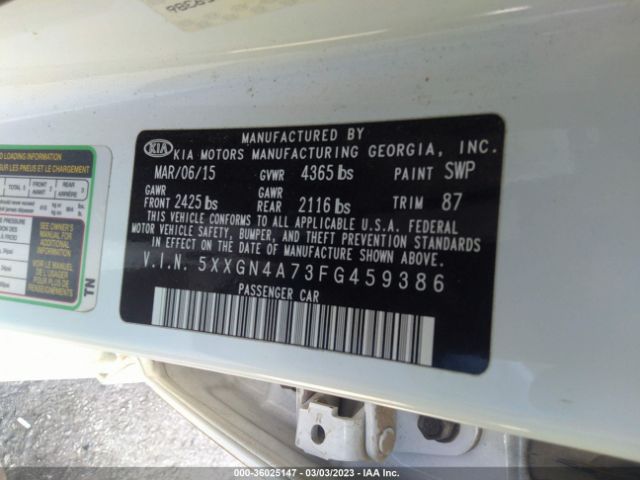 5XXGN4A73FG459386 KIA OPTIMA EX