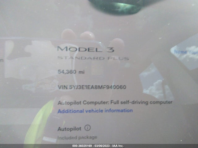 Tesla Model 3 Standard Range Plus 2021 5YJ3E1EA8MF940060 Image 7