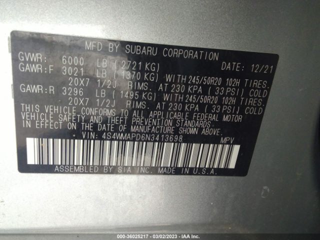 4S4WMAPD6N3413698 Subaru Ascent Limited