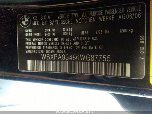 WBXPA93486WG87755 BMW X3 3.0I