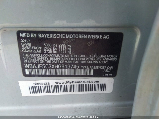 BMW 5 Series 540i 2017 WBAJE5C3XHG913745 Image 9