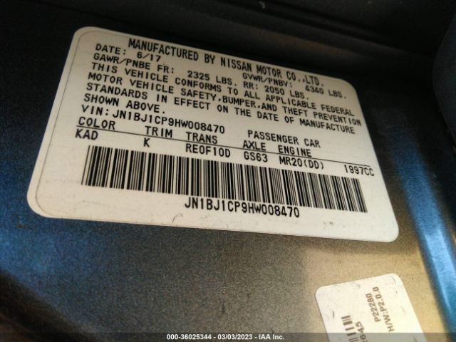 JN1BJ1CP9HW008470 Nissan Rogue Sport Sl