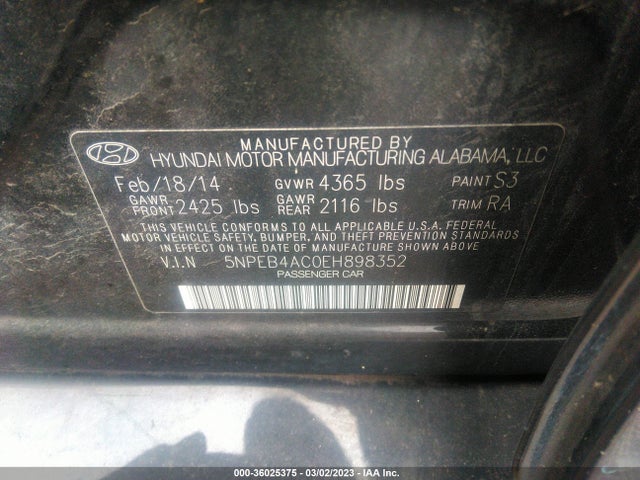 Hyundai SONATA GLS 2014 5NPEB4AC0EH898352 Image 10