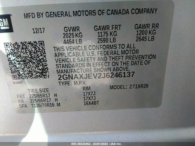 Chevrolet EQUINOX LT 2018 2GNAXJEV2J6246137 Image 10