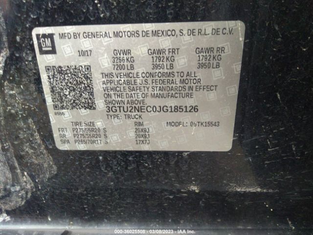 3GTU2NEC0JG185126 GMC Sierra 1500 Slt