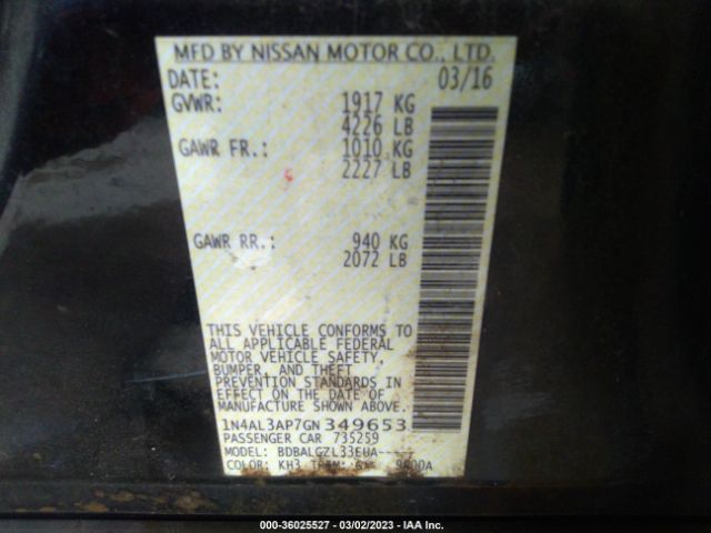 1N4AL3AP7GN349653 Nissan ALTIMA 2.5