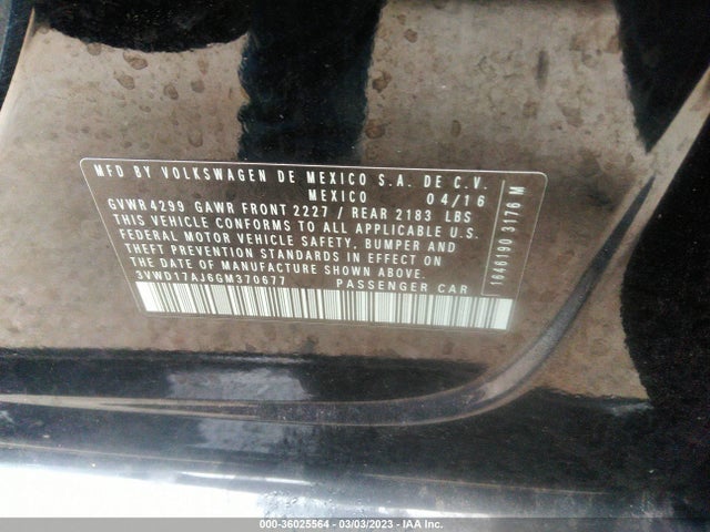 3VWD17AJ6GM370677 Volkswagen Jetta Sedan 1.8t Sport
