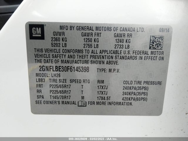 Chevrolet EQUINOX LT 2015 2GNFLBE30F6145398 Image 10