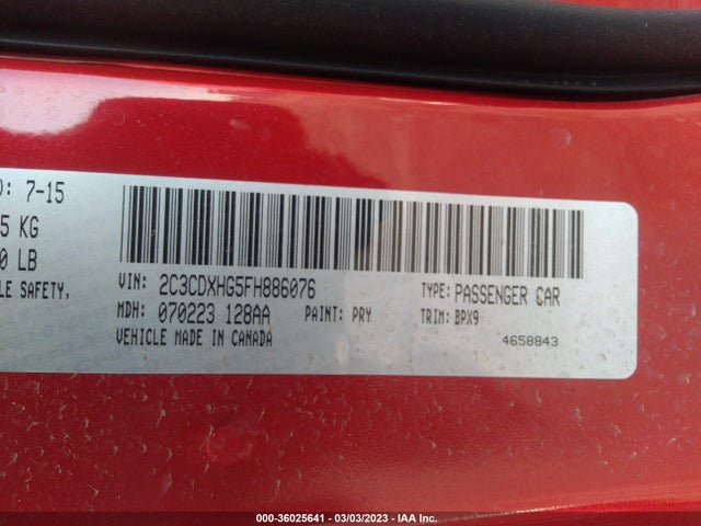 Dodge Charger Sxt 2015 2C3CDXHG5FH886076 Image 10