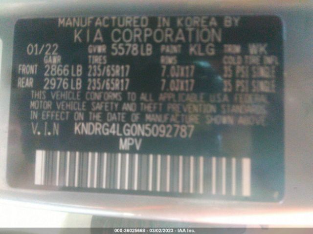 KNDRG4LG0N5092787 KIA Sorento Hybrid S