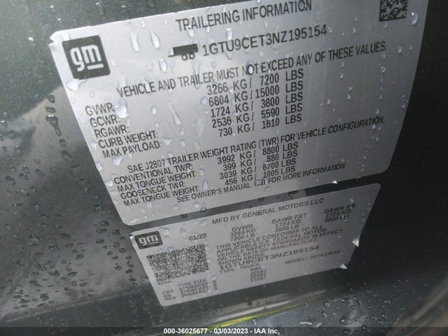 GMC Sierra 1500 Limited Elevation 2022 1GTU9CET3NZ195154 Image 9