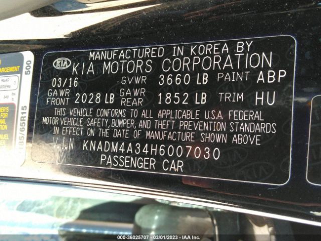 KNADM4A34H6007030 KIA RIO LX