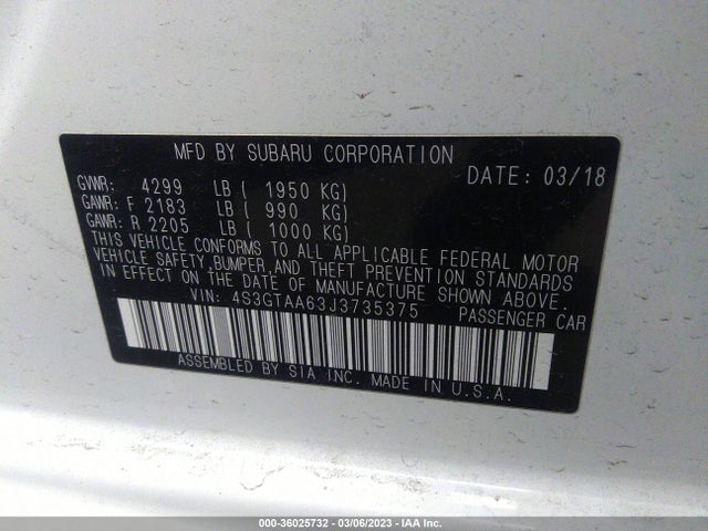 Subaru Impreza 2018 4S3GTAA63J3735375 Image 9
