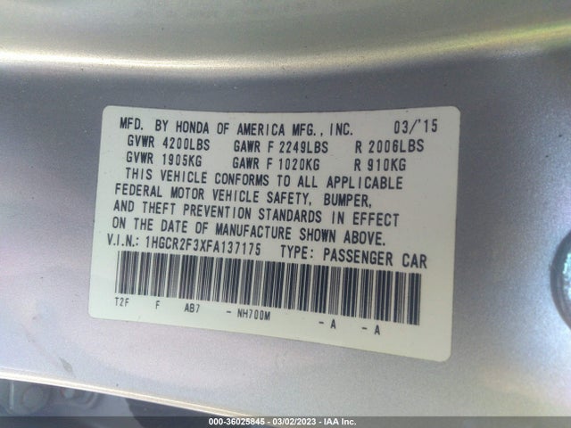 Honda Accord Sedan Lx 2015 1HGCR2F3XFA137175 Image 11