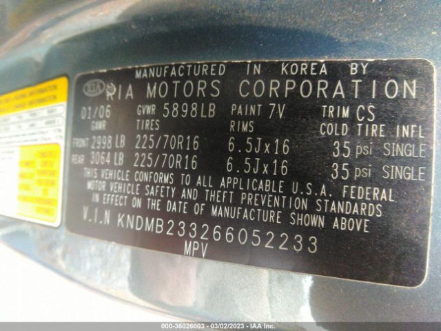 KNDMB233266052233 KIA Sedona Lx/ex