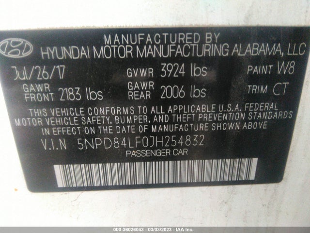 Hyundai ELANTRA SEL 2018 5NPD84LF0JH254832 Image 10