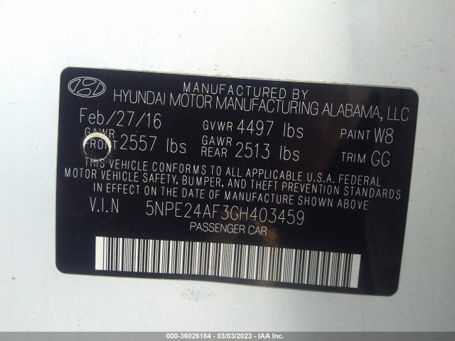 Hyundai Sonata 2.4l Se 2016 5NPE24AF3GH403459 Image 9