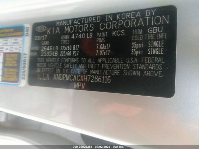 KNDPMCACXH7286116 KIA Sportage Lx