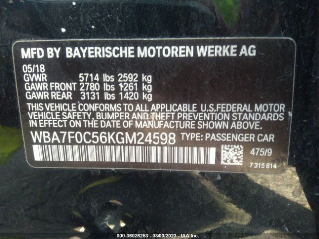 WBA7F0C56KGM24598 BMW 7 Series 750i