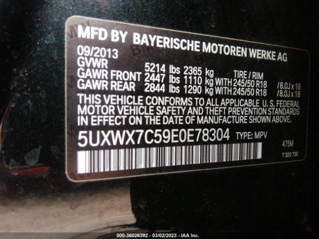 5UXWX7C59E0E78304 BMW X3 Xdrive35i
