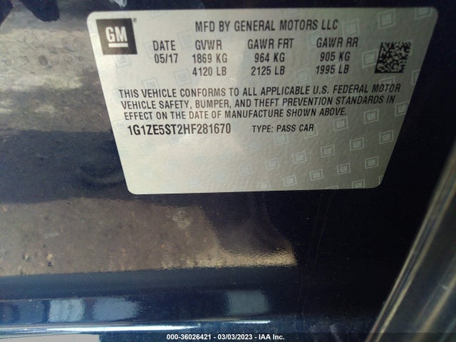 Chevrolet MALIBU LT 2017 1G1ZE5ST2HF281670 Image 10