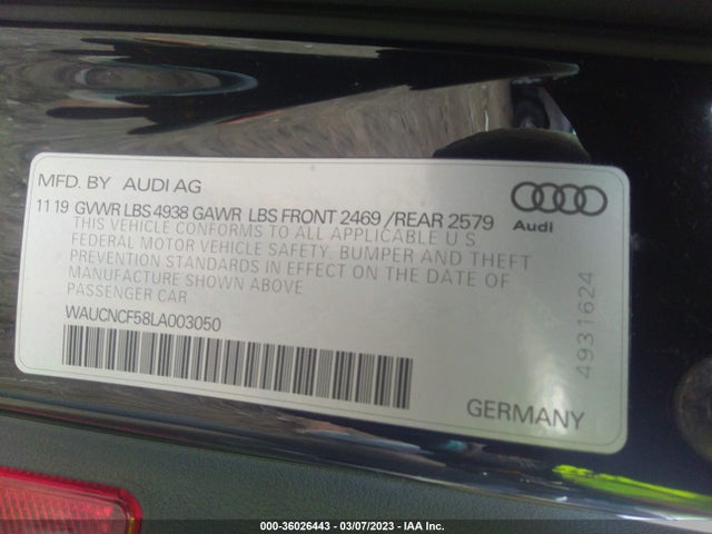 2020 Audi A5, VIN: WAUCNCF58LA003050