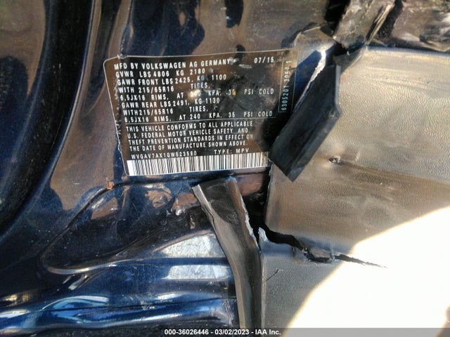 WVGAV7AX1GW523590 Volkswagen TIGUAN S