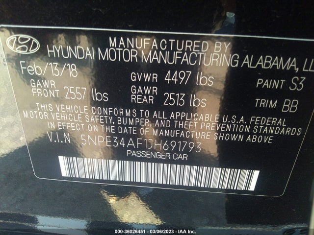 Hyundai SONATA SEL 2018 5NPE34AF1JH691793 Image 10