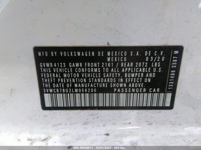 3VWCB7BU2LM056200 Volkswagen Jetta S/se/r-line