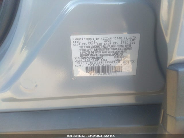 2021 NISSAN KICKS SV VIN: 3N1CP5CV3ML556070