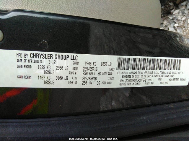 Dodge Grand Caravan Se 2012 2C4RDGBG4CR301878 Image 9