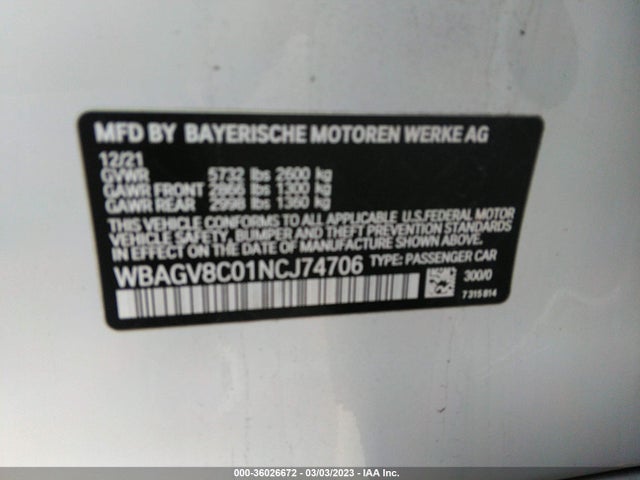 2022 BMW 8 Series Gran Coupe, VIN: WBAGV8C01NCJ74706