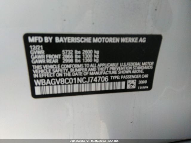WBAGV8C01NCJ74706 BMW 8 Series M850i