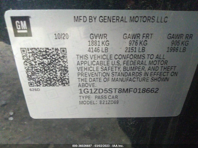 Chevrolet MALIBU LT 2021 1G1ZD5ST8MF018662 Image 11