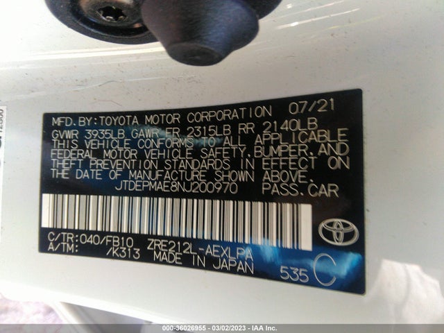 Toyota COROLLA LE 2022 JTDEPMAE8NJ200970 Image 10